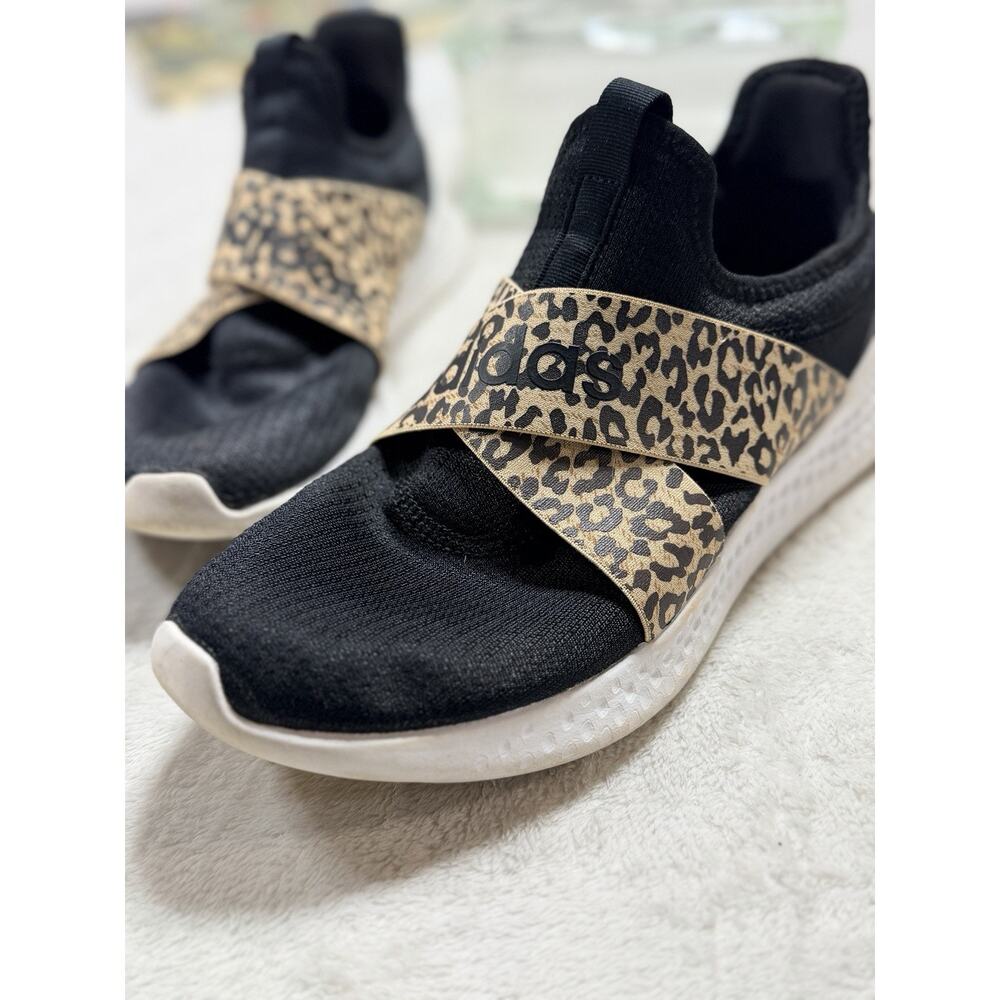adidas Black and Leopard Print Women's Athletic Slip-On Sneakers